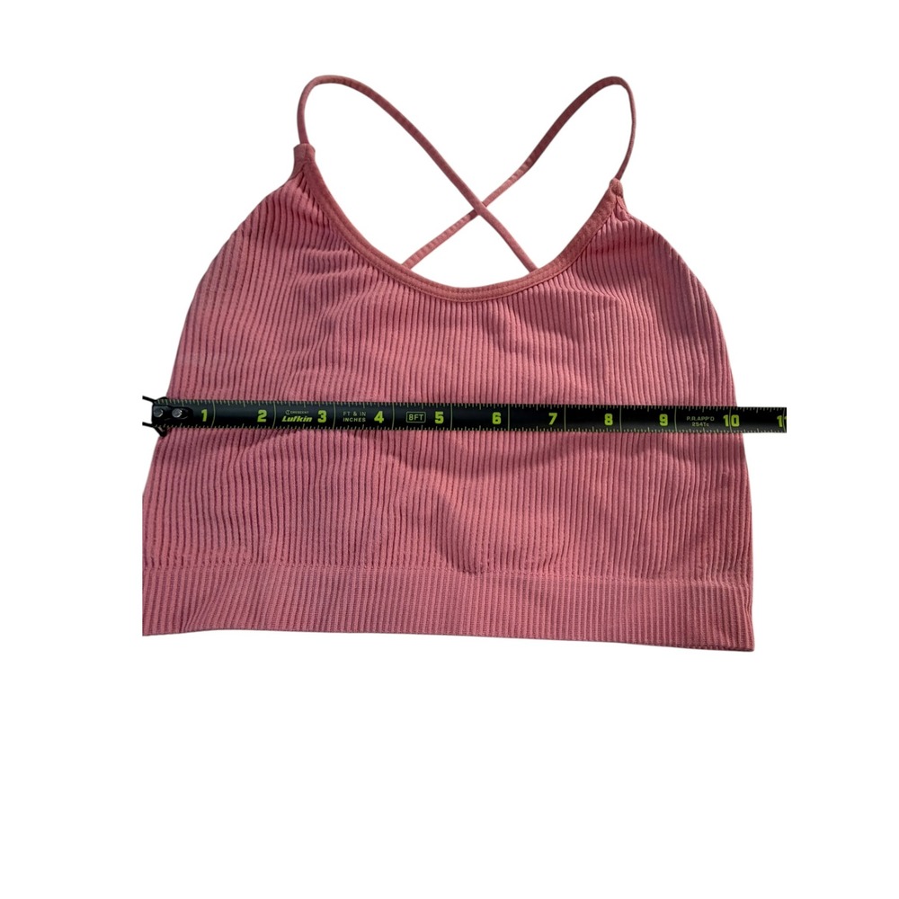 Unbranded Ribbed Crop Top Womens XS Pink Excellent Strappy Criss Cross Back - Picture 4 of 5